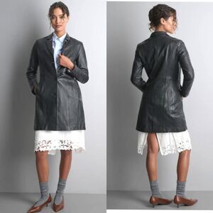 Nora Button Down Leather Trench Coat WILSONS LEATHER Womens Large L